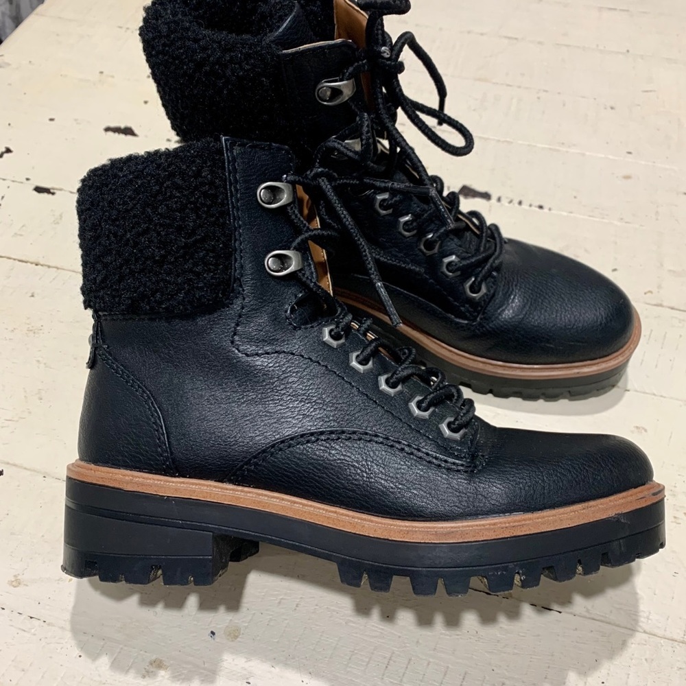 Indigo Irard Black Lace Up Sherpa Hiker Boot 5.5 - Picture 5 of 15